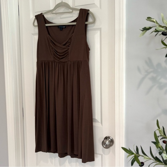 Saint Tropez West Fit& Flare Empire Sleeveless Brown Stretch Knit Tank Dress XL - Picture 4 of 15